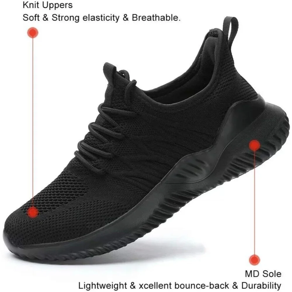 Women's Ladies Walking Running Shoes Slip On Lightweight Tennis Sneakers Black M